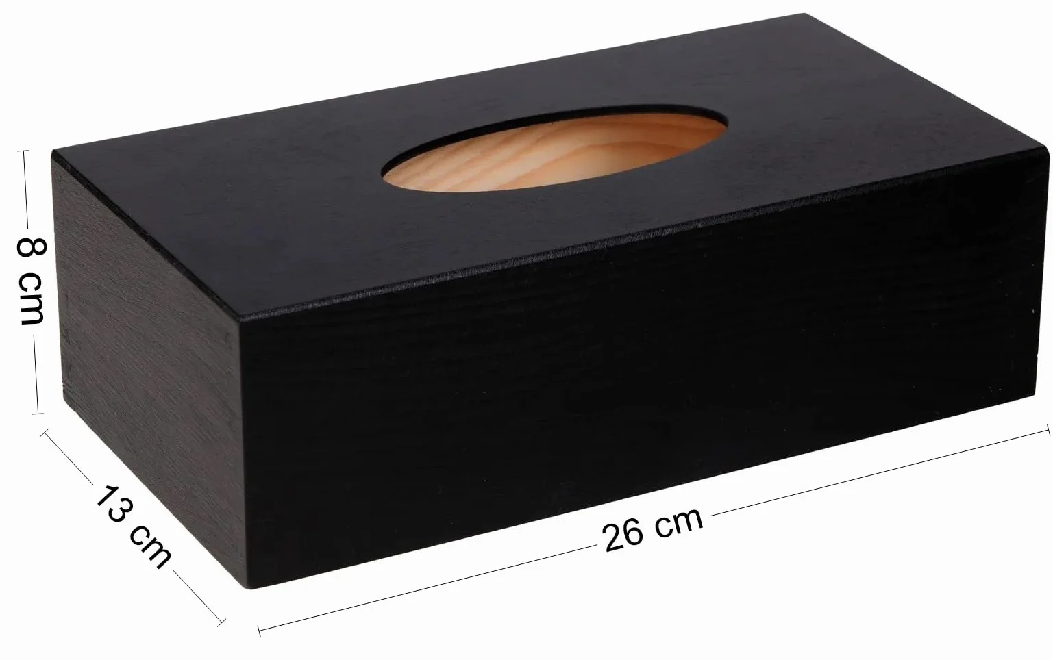 Wooden World - Elegante scatola per fazzoletti di legno con apertura dal basso - nera