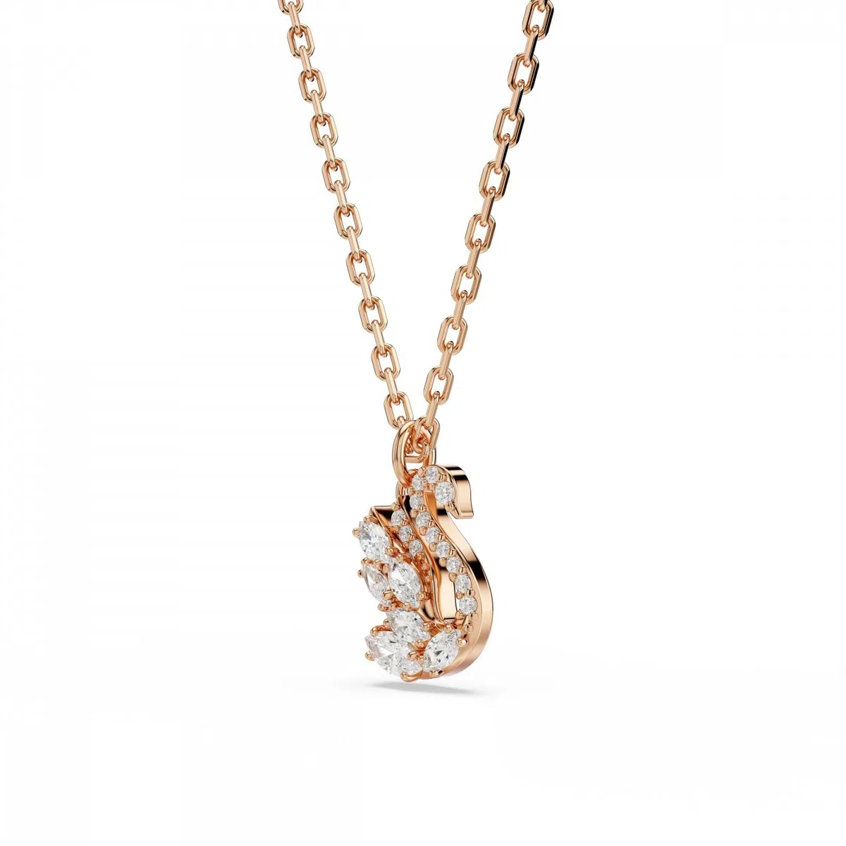 Swarovski Swan Collezione, Tagli misti, Cigno, Bianco, Placcato tonalità oro rosa