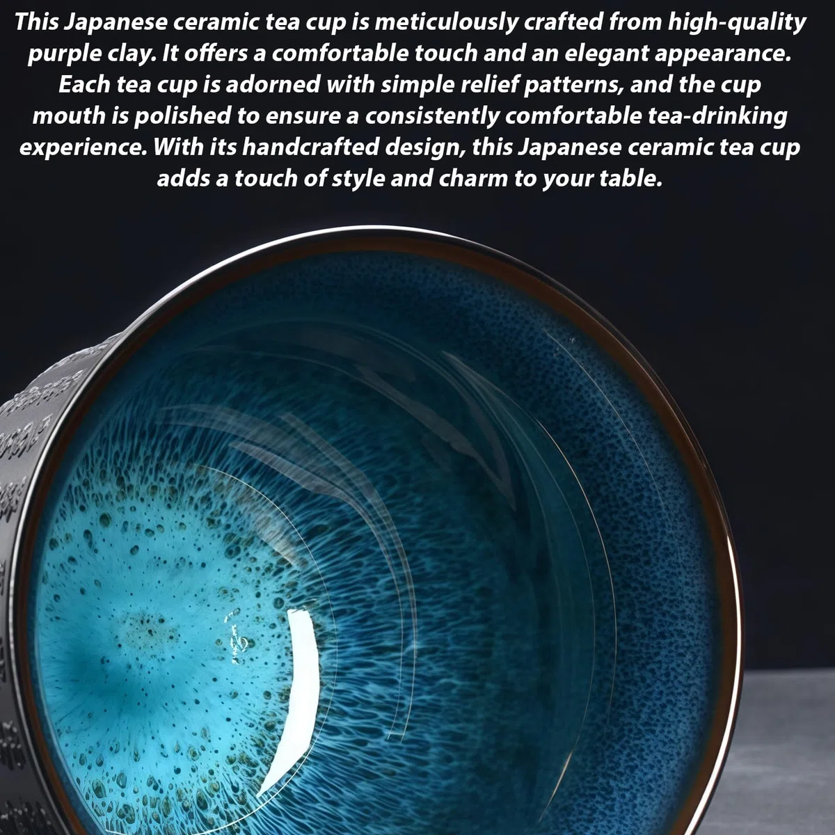 4 tazze da tè giapponesi in ceramica 165 ml: tazza da tè cinese Zisha, fondo loto, tazza da tè asiatica, design in rilievo, per cerimonia del tè e regalo