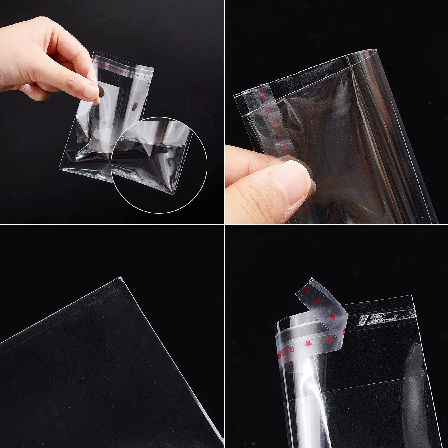 NBEADS 1000PCS plastica Trasparente Bags Grip Peel & Seal Strong Packing autoadesive Sacchetti in, 100 x 60 MM