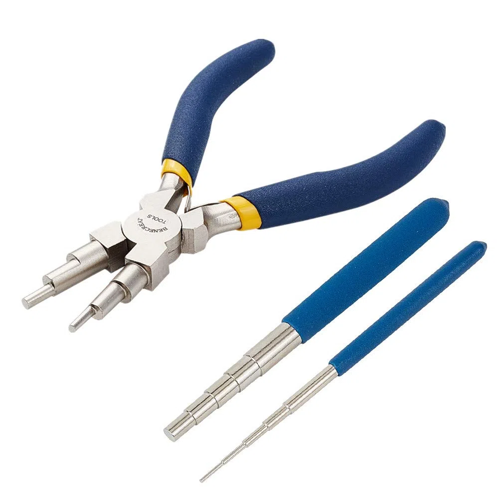BENECREAT Strumento per Avvolgere i Fili, 2PCS Mandrino per Avvolgimento Filo e 1PC 6 in 1 Bail Making Pinza per Gioielli e Formazione di Anelli di Salto