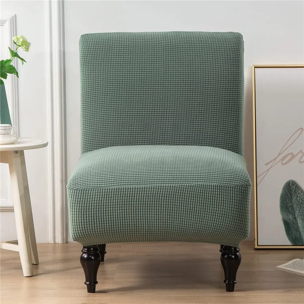 Highdi Jacquard Fodera Copripoltrona Senza Braccioli Elasticizzato, Copridivano Coprisedie Accent con Schienale 1 Posto Lavabili Removibili Coprisedia per Sala da Pranzo Soggiorno (Verde oliva)