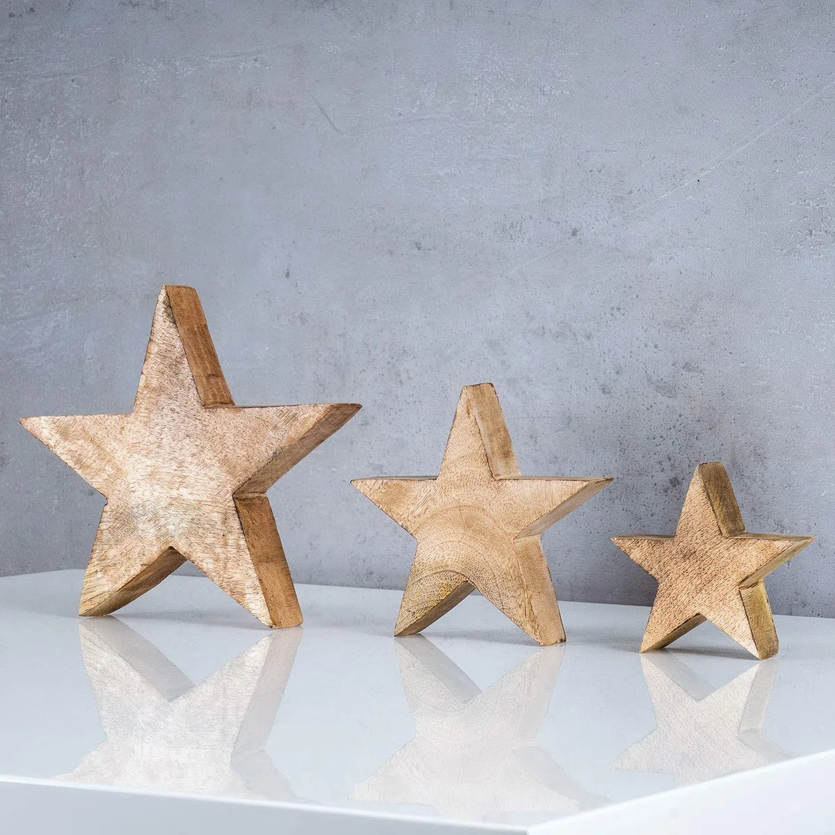 levandeo Stella in Legno Mango 20 cm Legno di Mango Marrone Naturale Decorazione da Tavolo Decorazione in Legno Pezzo Unico, in Legno di Mango, 14cm