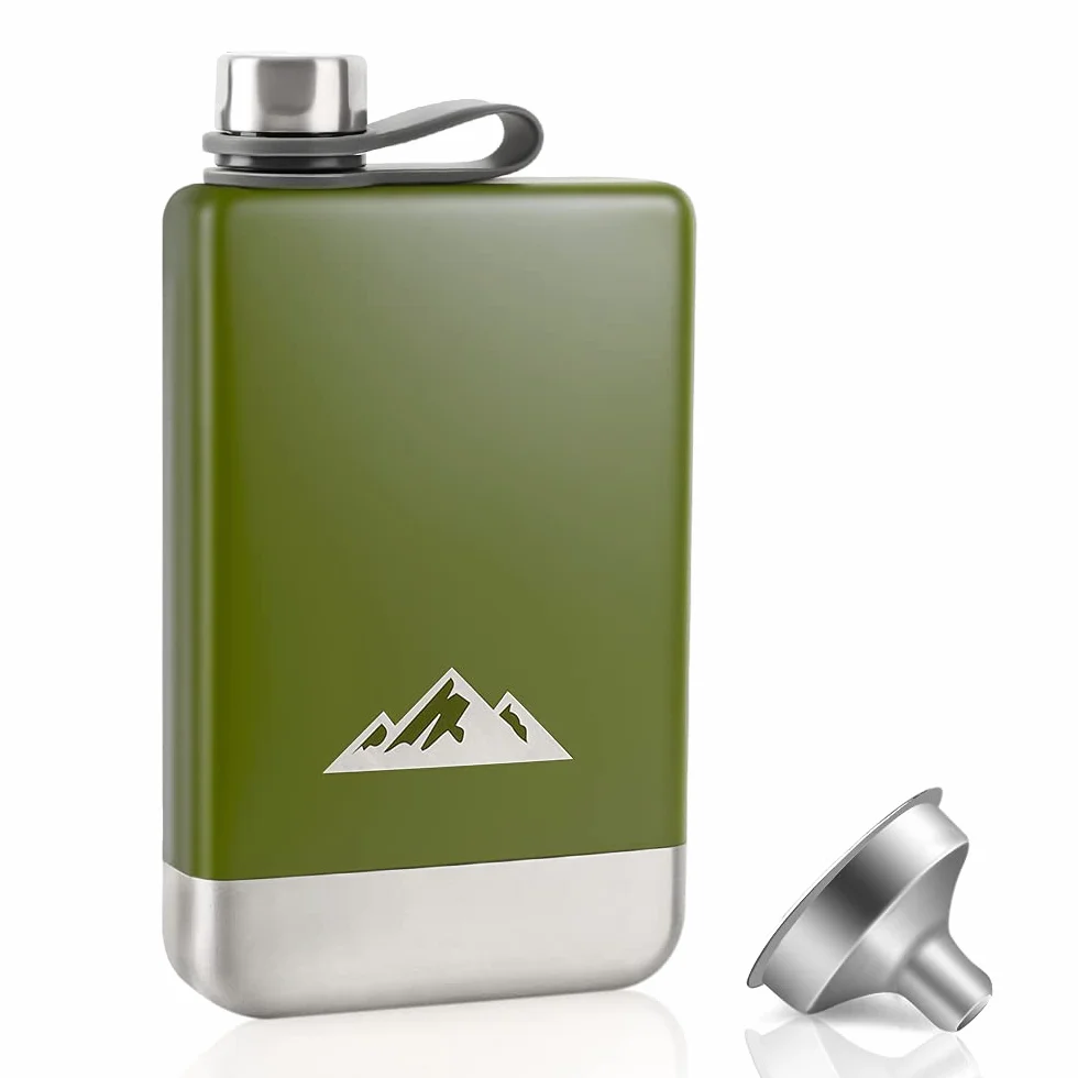 KWANITHINK Fiaschetta Tascabile 8oz/227ml Con Imbuto, per Alcool Liquori Whisky, Hip Flask Acciaio Inossidabile, Idee Regalo Festa del Papà per Campeggio Arrampicata