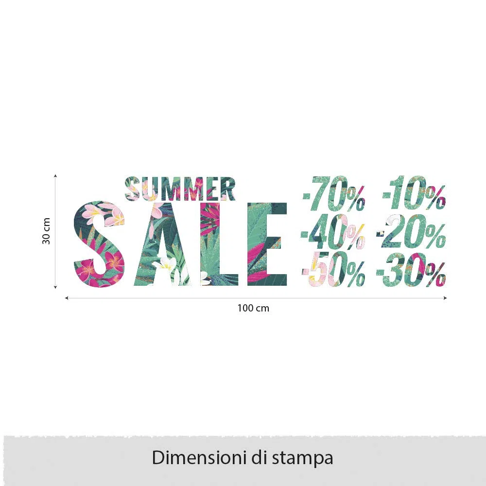 kina UVSD0089 Vetrofania Trasparente Removibile Riposizionabile per vetri finestre Vetrine Negozi Adesivi Saldi Estivi Sconti Occasioni 1 Foglio 100x30cm