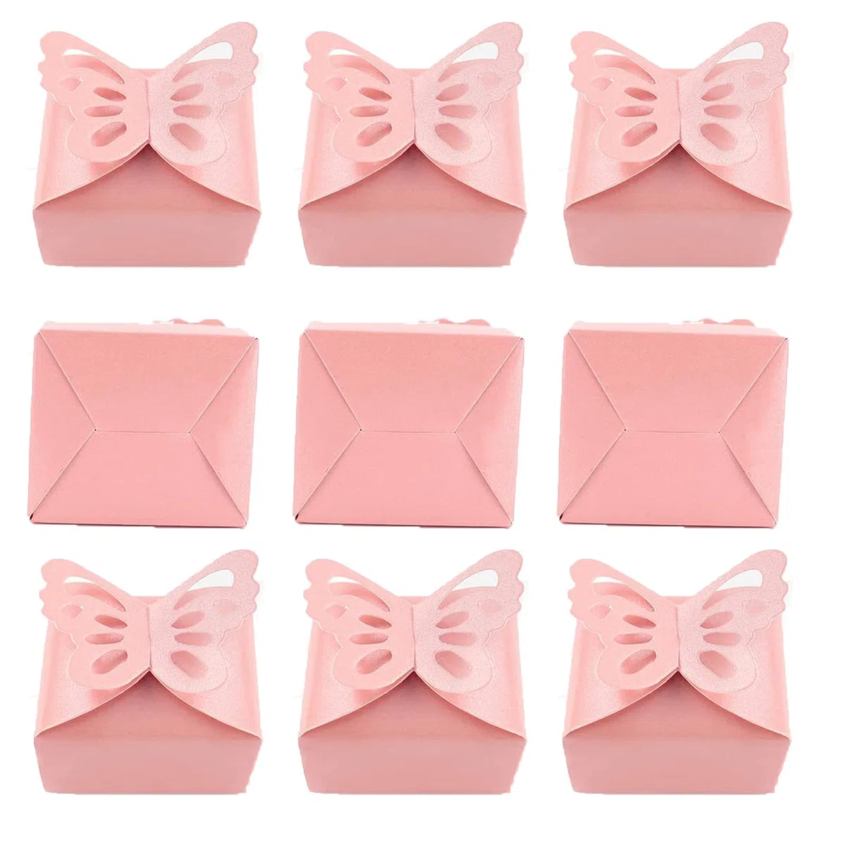 Scatole Bomboniere Farfalla, 50 PCS Carta Perlata Scatola per Caramelle Rosa, Scatole Regalo Rosa,Portaconfetti Scatola per Baby Shower, Compleanno, Matrimonio, Natale, Feste Decorazione da Tavola