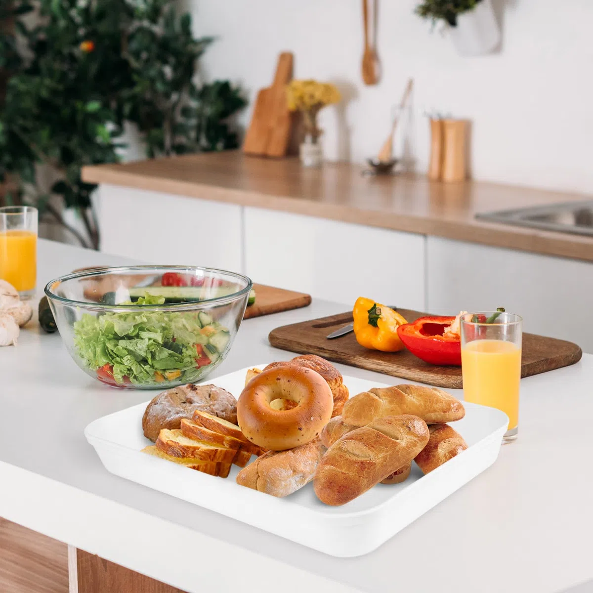 Set di 3 vassoi da portata in plastica, 31 x 22 x 4 cm, grandi vassoi da portata per feste, senza BPA, riutilizzabili, per buffet, feste, picnic
