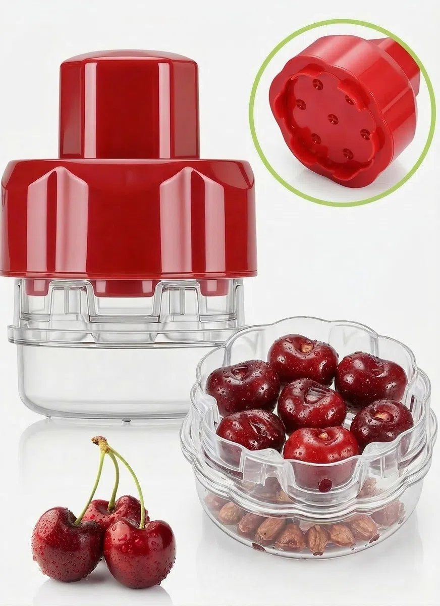 Strumento snocciolatore per ciliegie 7 in 1, portatile, a pressione, senza manico, per cucina, picnic