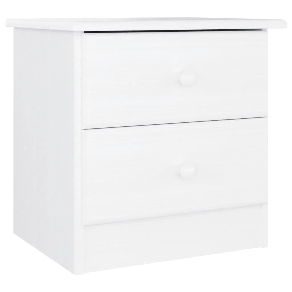 Generico Comodino Alta Bianco 41x35x41 cm in Legno Massello di Pino,Comodini