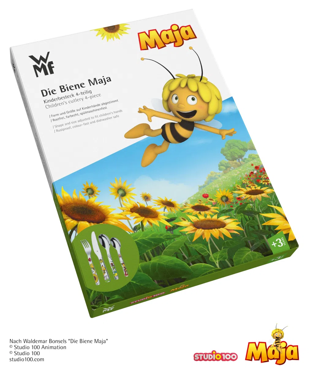 Posate per bambini WMF L'Ape Maia con incisione del nome - bellissimo set di posate per bambini - regali di battesimo personalizzati con incisione, idee regalo per bambine e bambini dai 3 anni
