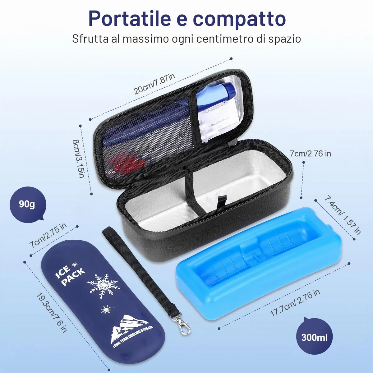 Borsa Termica per Insulina da Viaggio, Portatile per Farmaci Diabetici, Organizer per Farmaci Refrigerati con Impacchi di ghiaccio e mattoni di ghiaccio,Borsa Termica Medicinali