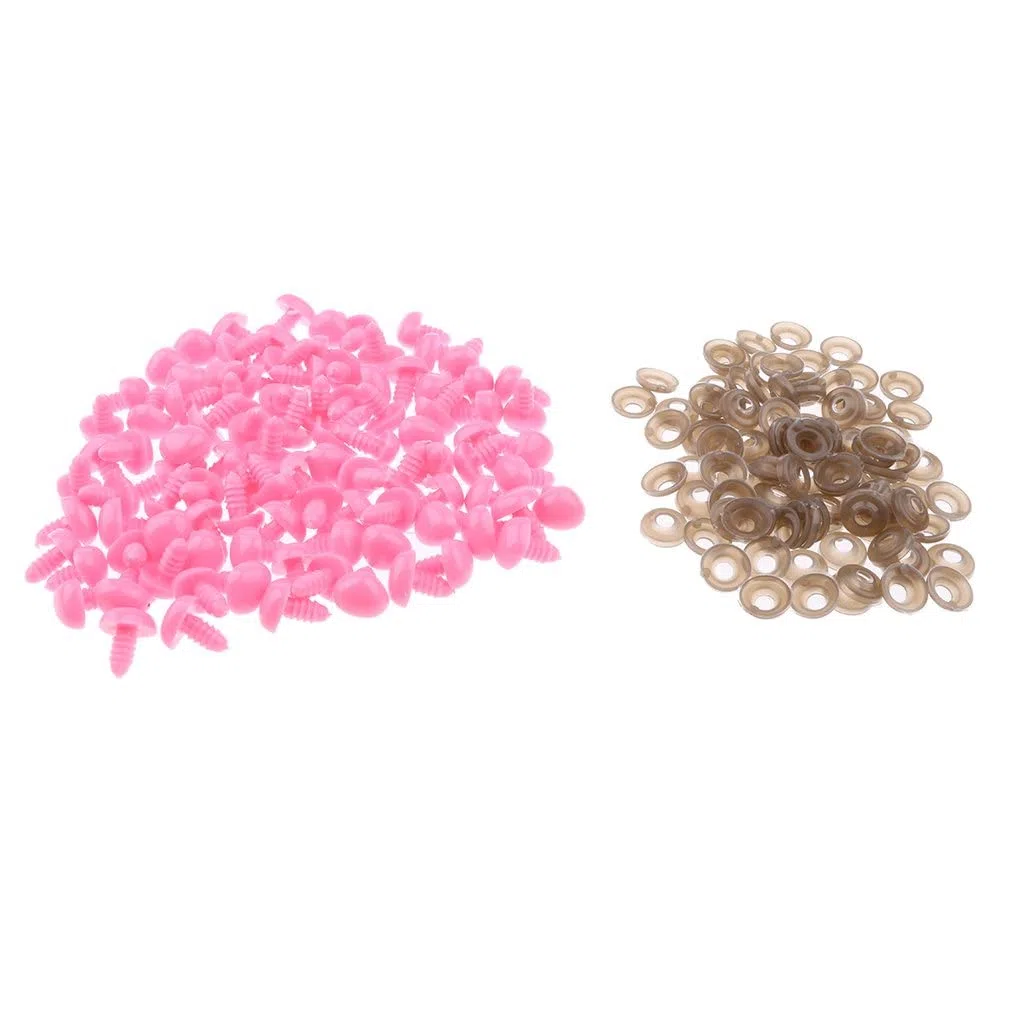zalati Nasi per Bambole 100 pezzi con rondella di estremità del filo in plastica per infeltrimento ad ago Giocattolo per bambole - Rosa, 13 * 15 mm/ 0,5 * 0,6 pollici