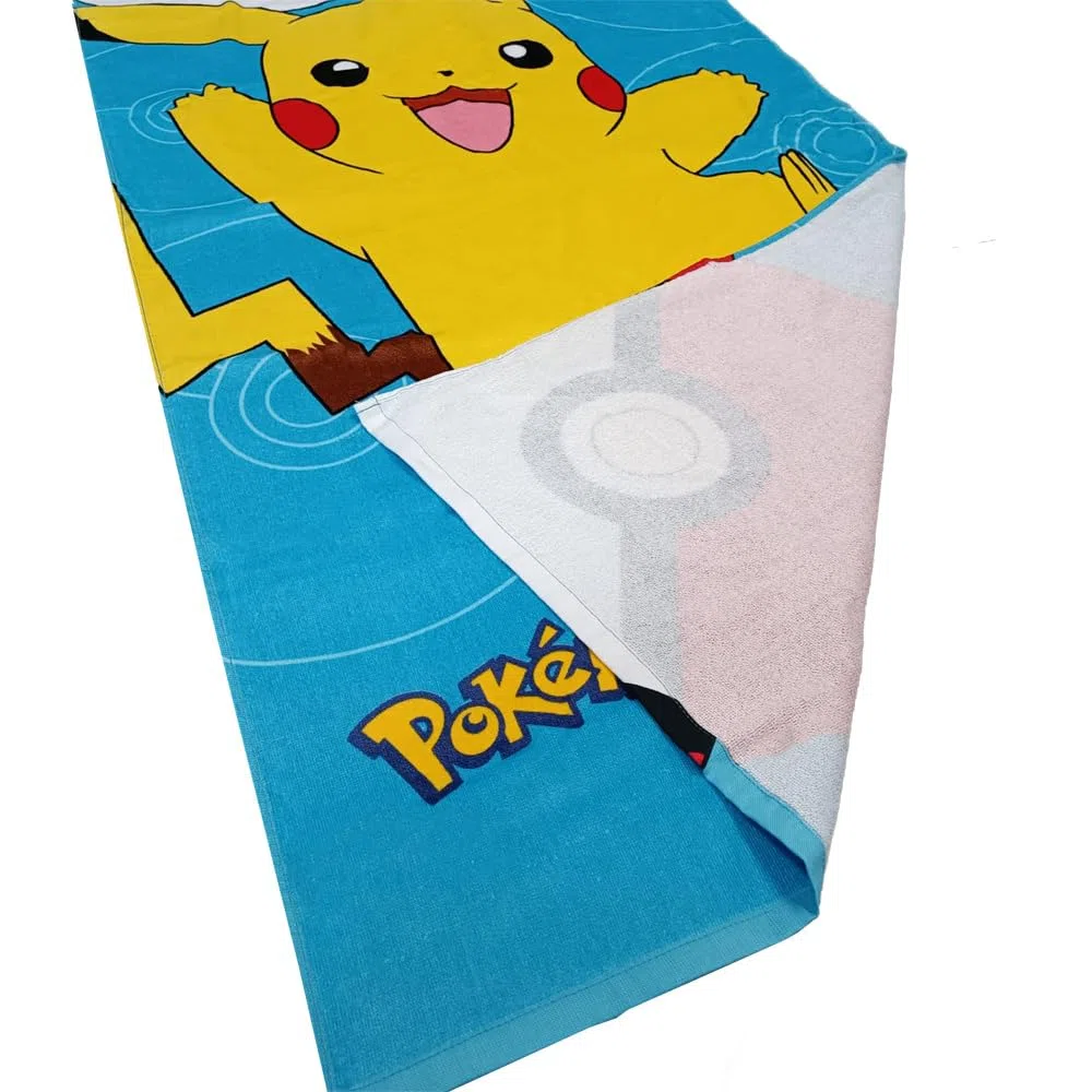 hermet Pokemon, Telo Mare Bambino, 70x140 cm, Asciugamano da Spiaggia o Piscina, Pokemon, 100% Morbido Cotone, Leggero e Pratico