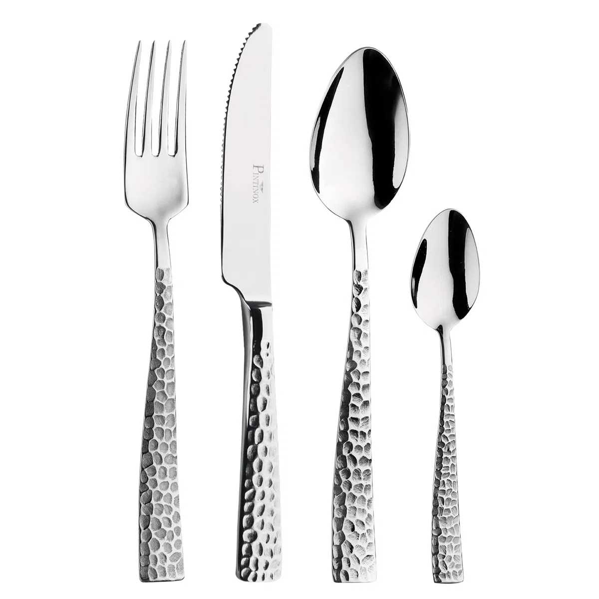 Pintinox, Set 48 pezzi Posate Palace Martellato, Acciaio Inox, Made in Italy, 12 persone