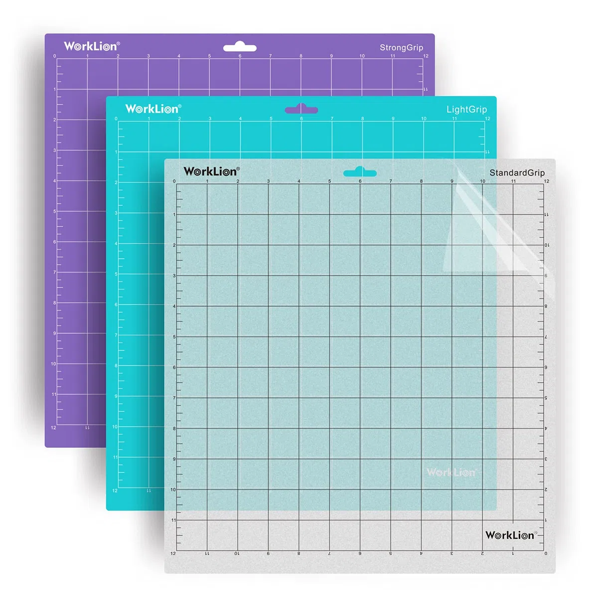 WORKLION Tappetino da taglio 30,5 x 30,5 cm per Silhouette Cameo (3 tappetini – StandardGrip, LightGrip, StrongGrip), adesivo resistente, antiscivolo, tappetini di ricambio per Silhouette Cameo 4/3/2