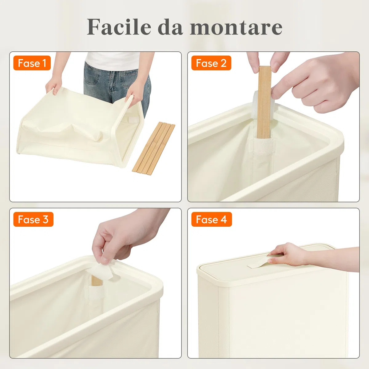 Lifewit Contenitore Carta Igienica con Coperchio, Cesto Porta Carta Igienica per Scorta, Organizer Bagno in Tessuto per Rotoli e Asciugamani, Scatola Portaoggetti Salvaspazio, 23L, Bianco Crema