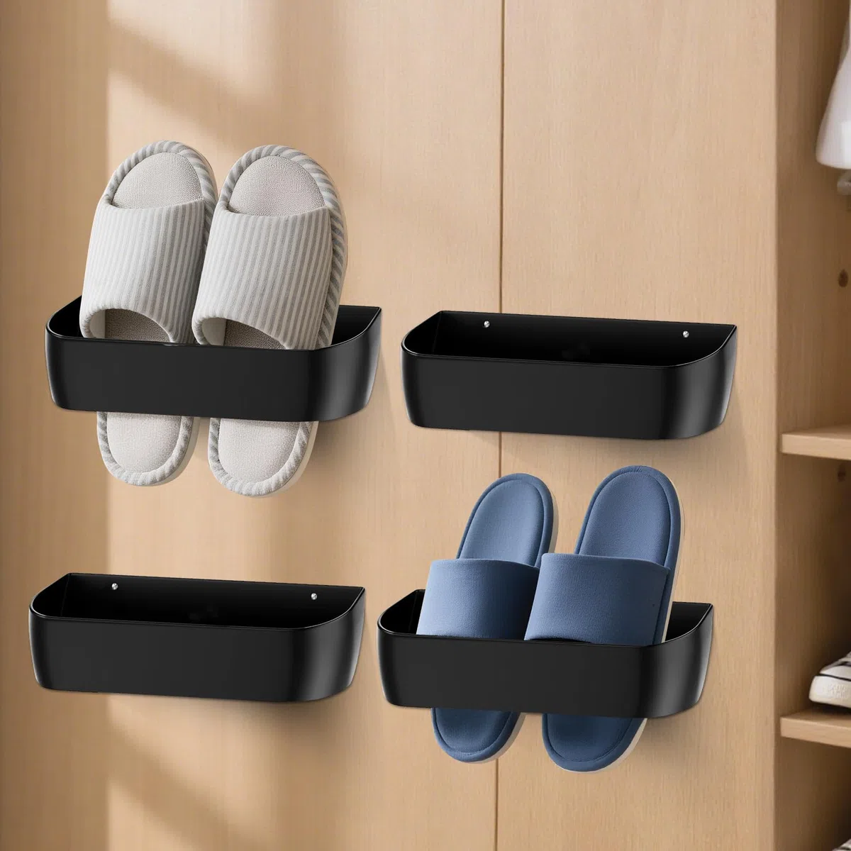 Soportes para Za de Pared, 4pcs Zapateros para Autocaravana, Organizador de Za, Camping, Montaje en Pared, Zapatero para Puerta, para Caravana, Camping, Baño, Salón, Puerta