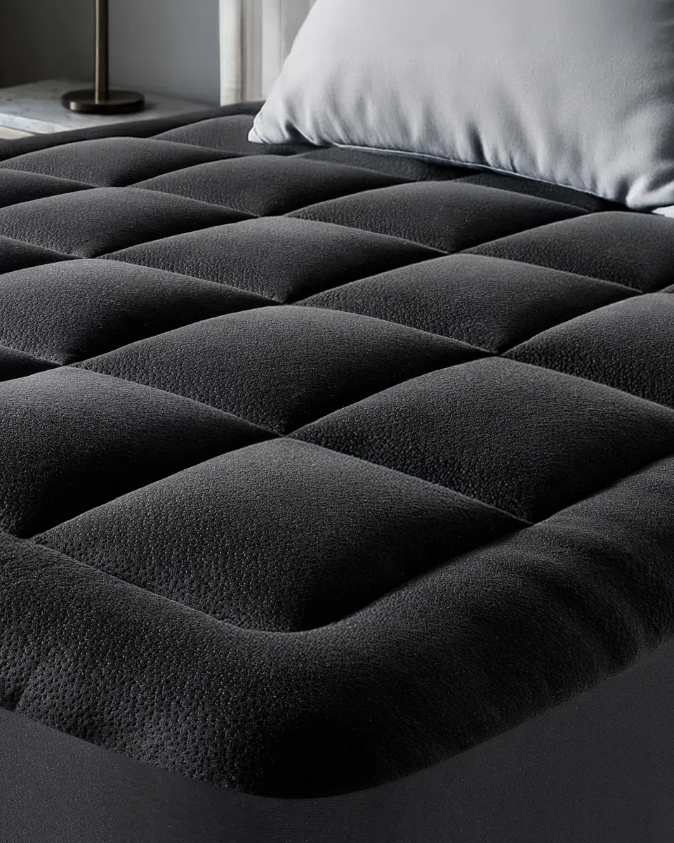 Coprimaterasso Nero Cloud Comfort – Protezione ultra morbida, traspirante e rinfrescante in viscosa di bambù – 140x190 cm, altezza ottimale per il riposo