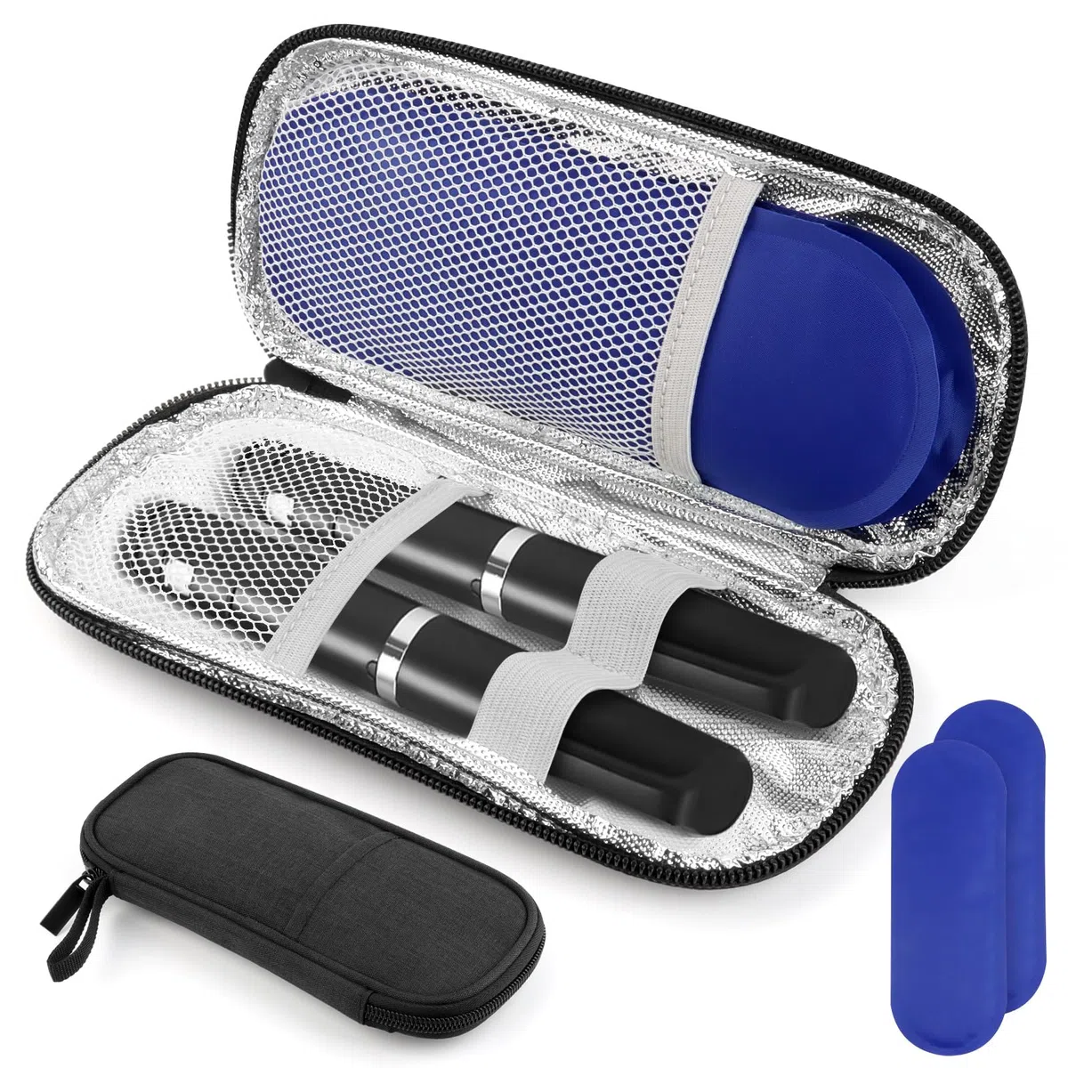 MXTIMWAN Borsa Termica per Insulina, Porta da Viaggio per Medicinali, 2 Impacchi di Ghiaccio, Astuccio Termico per Insulina, Borsa per Accessori per Insulina