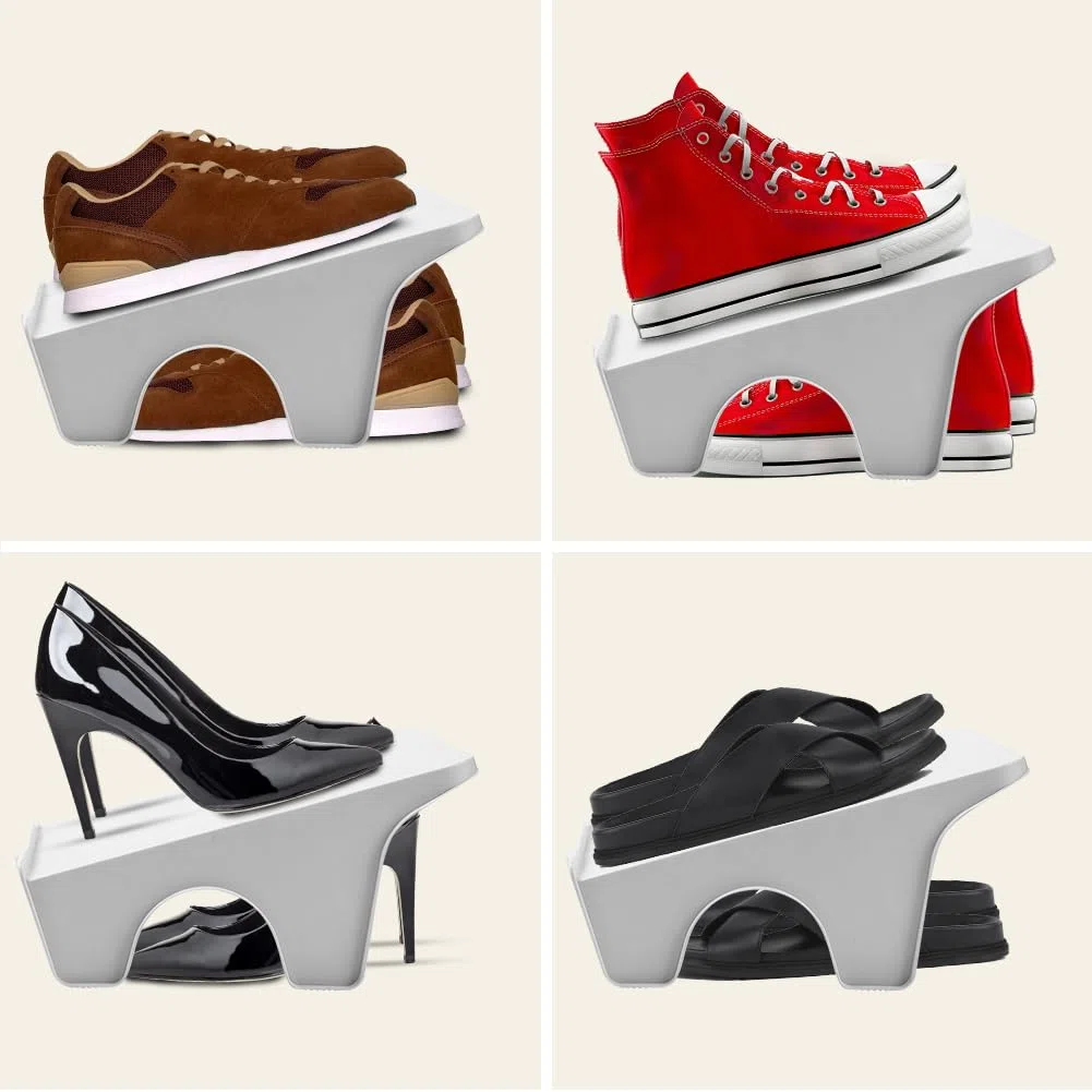 Organizer per Fessure per Scarpe, 4 Pezzi Scarpes Antiscivolo Salvaspazio per Armadio, Organizzatori di Slot per Scarpes, Sistemi di Stoccaggio di Scarpe, Compatibile con la Casa