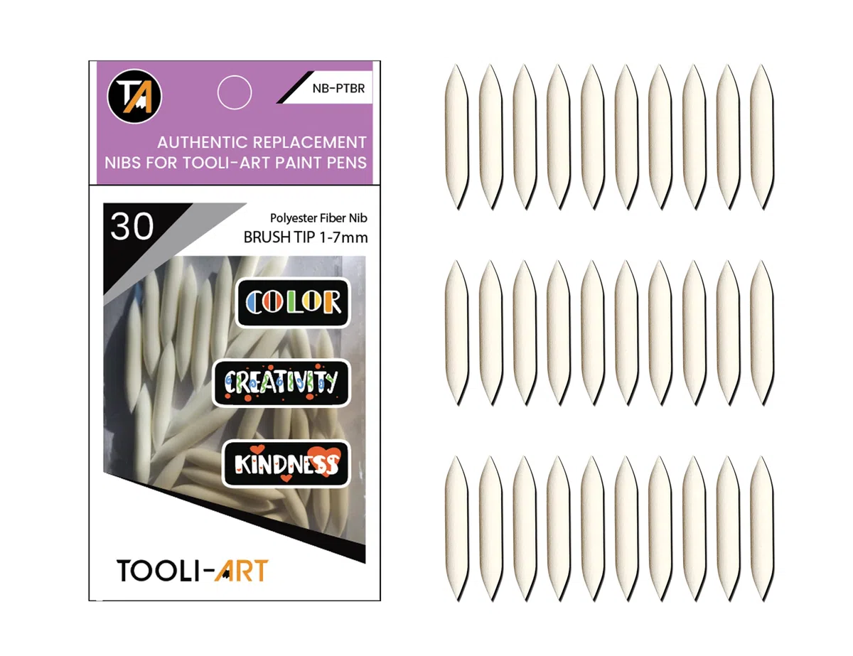 TOOLI-ART 30 Ricariche per Pennelli Flessibili a Doppia Faccia. Punta di Pennello Sostituibile Compatibile con Pennarelli per Dipingere e Pennarelli Acrilici. Sostituzione Facile
