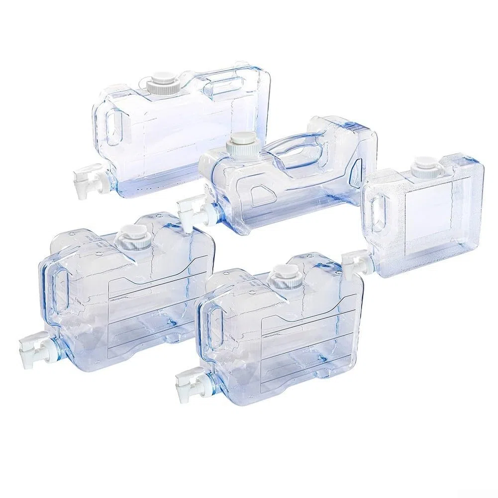 Contenitore salvaspazio per la conservazione dell'acqua con rubinetto 3-7,5L trasparente blu dispenser per bevande per frigorifero casa cucina organizzazione (4L)