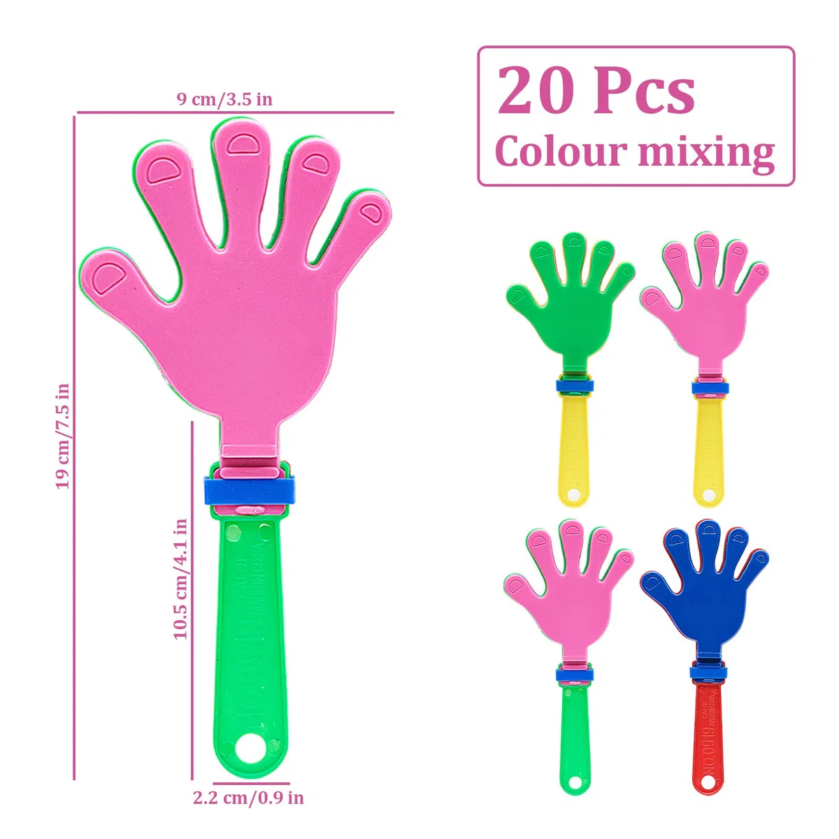 20 Pezzi Clapper a Mano – Battimani in Plastica da 19cm per Feste, Eventi Sportivi e Celebrazioni