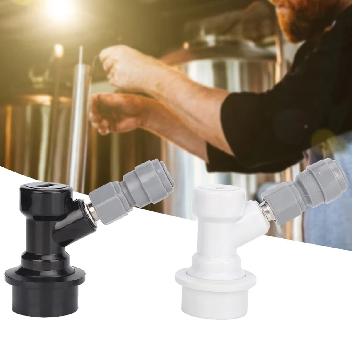 Connettore per Fusti con Bloccaggio a Sfera per Fusti Cornelius, Connettore a Innesto Rapido FFL da 8 Mm 1/4 Pollici, Tappi per Gas e Liquidi, per Uso Alimentare