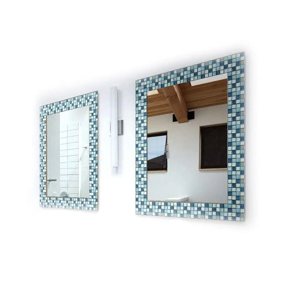 Mosaico in autoadesivo, in PVC, 10 x 10 cm, 40 pezzi, blu