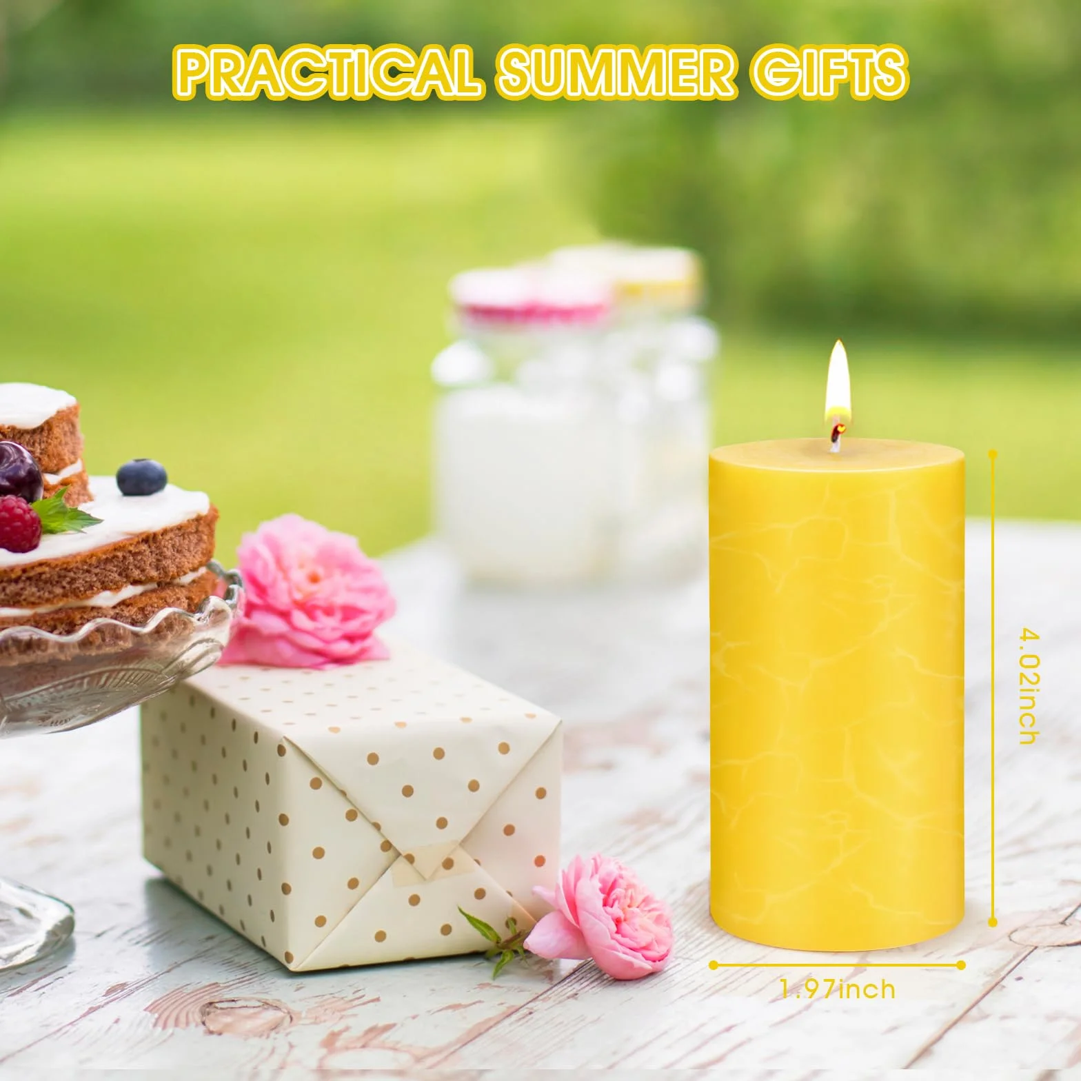 Candela Citronella Grande, 4 Pezzi Candele Colonna,Candele Decorative per Giardino, Terrazza, Terrazza, Durata 120 Ore, Fresca Profumata, Senza Fumo, Senza Gocciolamento