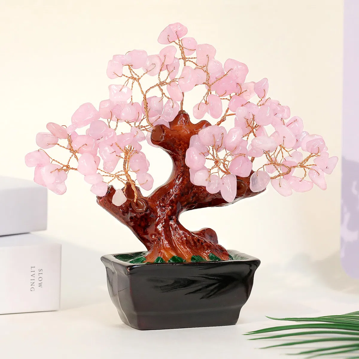 Parma77 Feng Shui - Albero dei soldi in cristallo di quarzo rosa naturale, albero di cristallo curativo, decorazione in stile bonsai, per ricchezza e fortuna, decorazione per la casa, regali per donne