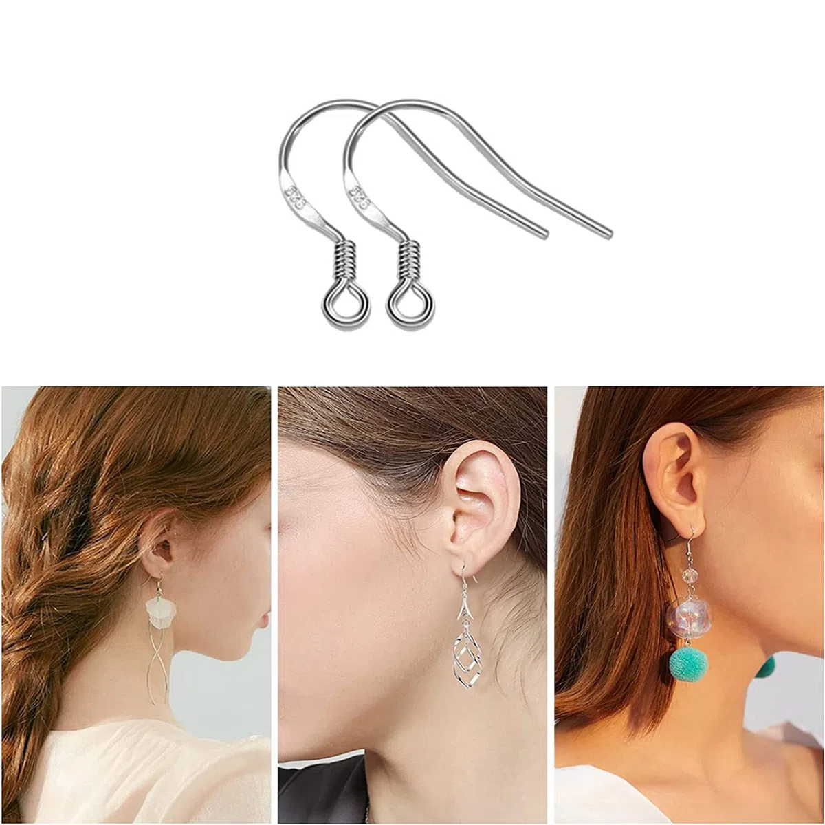 100 Pezzi Ganci per Orecchio Ipoallergenici, Ganci per Orecchini Placcati in Argento, Ganci Accessori per Fare Orecchini, per Realizzare Gioielli Fai da Te