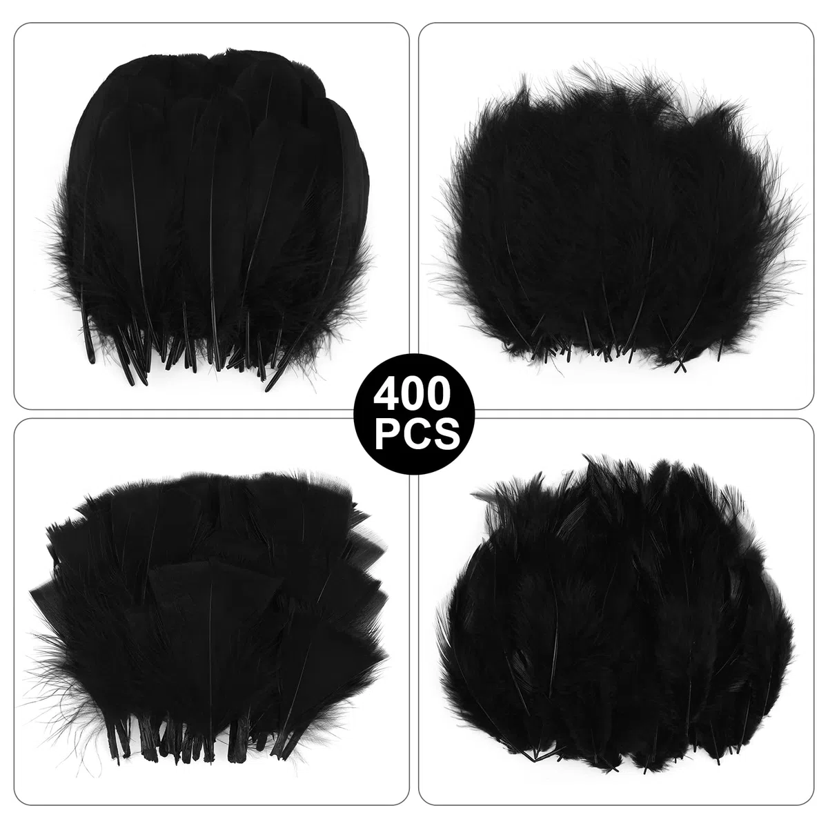 MWOOT 400 Pezzi Piume Decorative, 7-15CM Piume Naturali Nero per DIY Cacciatore di Sogni Pasqua Ghirlanda di Natale Carnevale Nozze Decorazione, Crafts DIY Feather