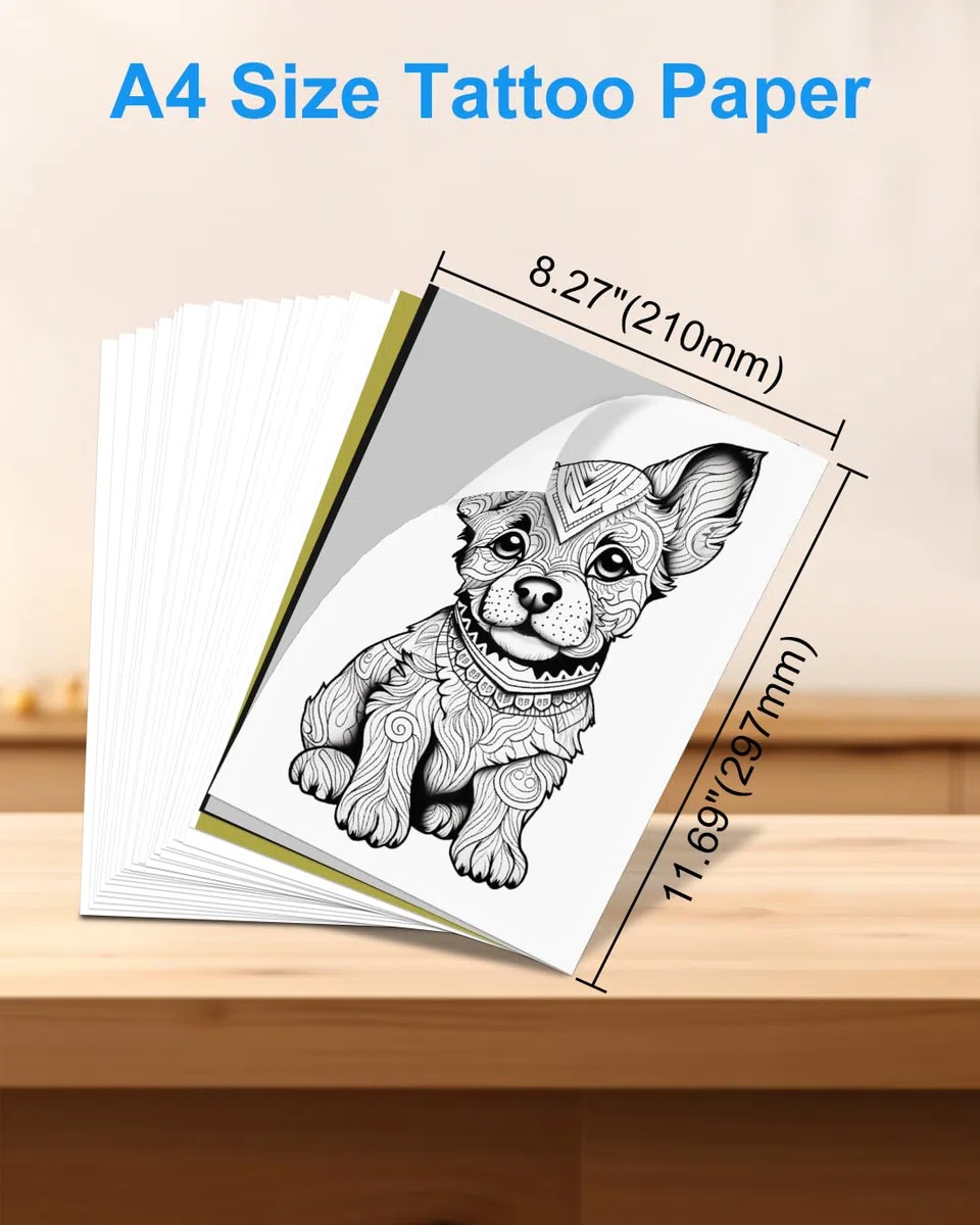 Phomemo Carta di Trasferimento per Tatuaggi, 50 Fogli di Carta per Stencil, Formato A4, 210 x 297 mm, per Tatuaggi Temporanei