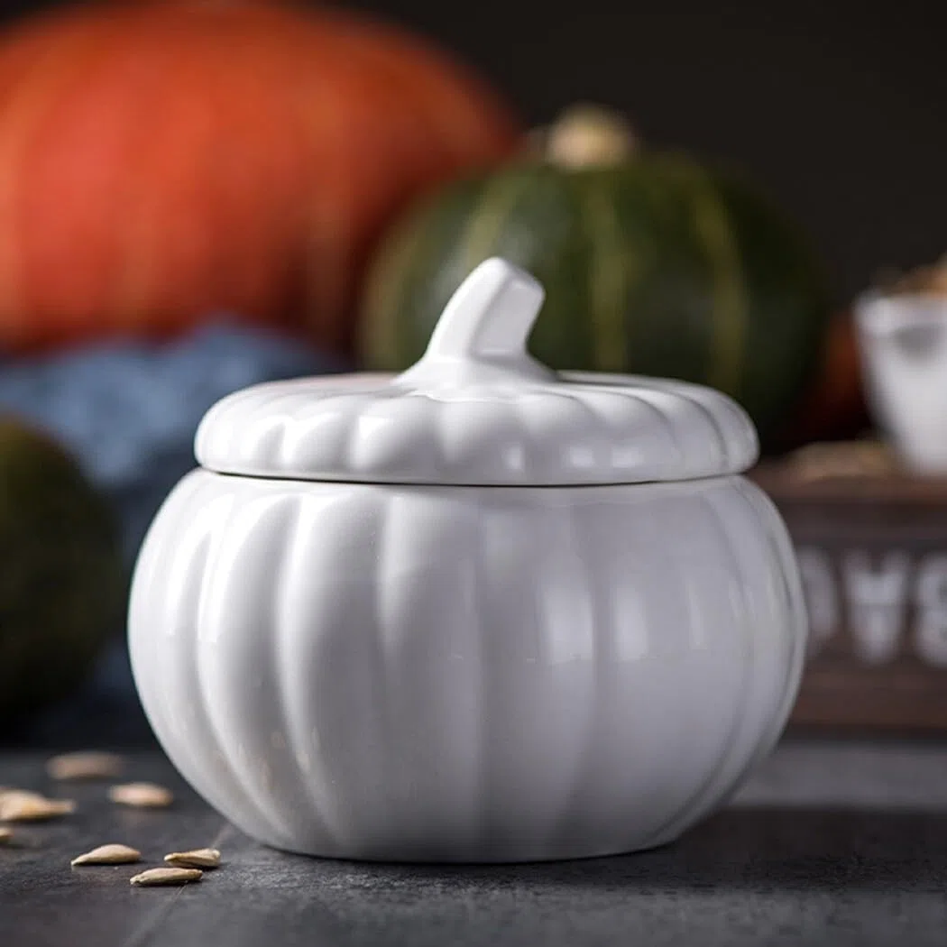 Zuppiera in ceramica a forma di zucca con coperchio, versatile per stufato per la casa, edizione Halloween, 11,5 x 10,5 cm, 55D53OJ10EAQC7