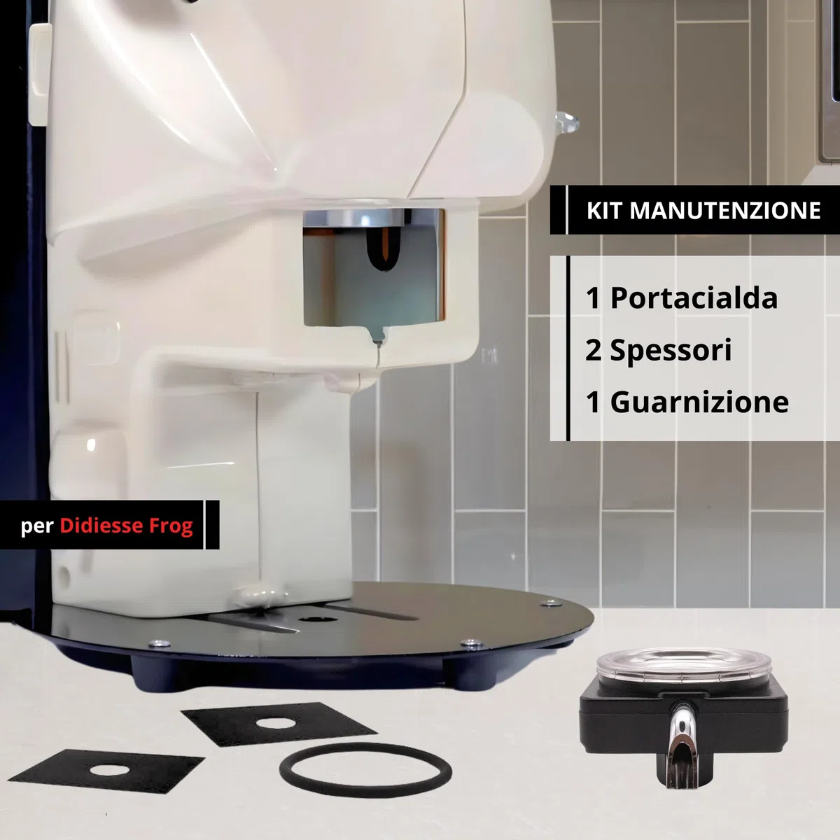 Kit Ricambi Manutenzione Compatibile Con Didiesse Frog - Porta Cialda - Filtro Doccia - Dado - Guarnizione - Beccuccio - 2 Spessori