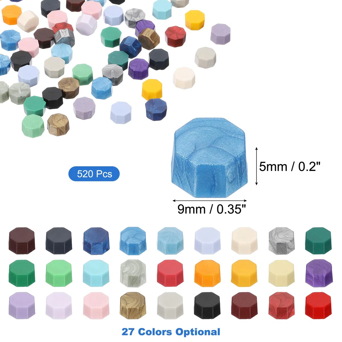 PATIKIL Perline Di Cera Sigillante, 520 Pz Perle Di Cera Per Sigilli Busta Lettera Cera Per Sigilli Monocolore Per Sigilli E Lavoretti Fai Da Te, Celeste