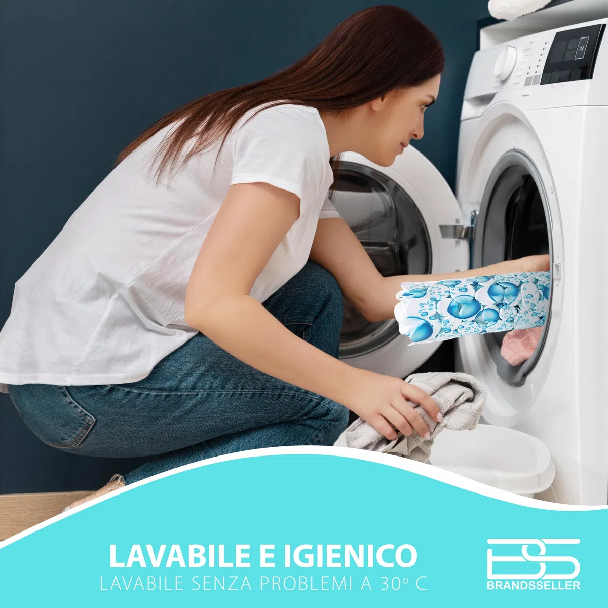 Brandsseller Inserto antiscivolo per vasca da bagno 70x36 cm – PVC con ventose, lavabile, antibatterico e antimuffa – base sicura per vasca – Disegno di Gocce