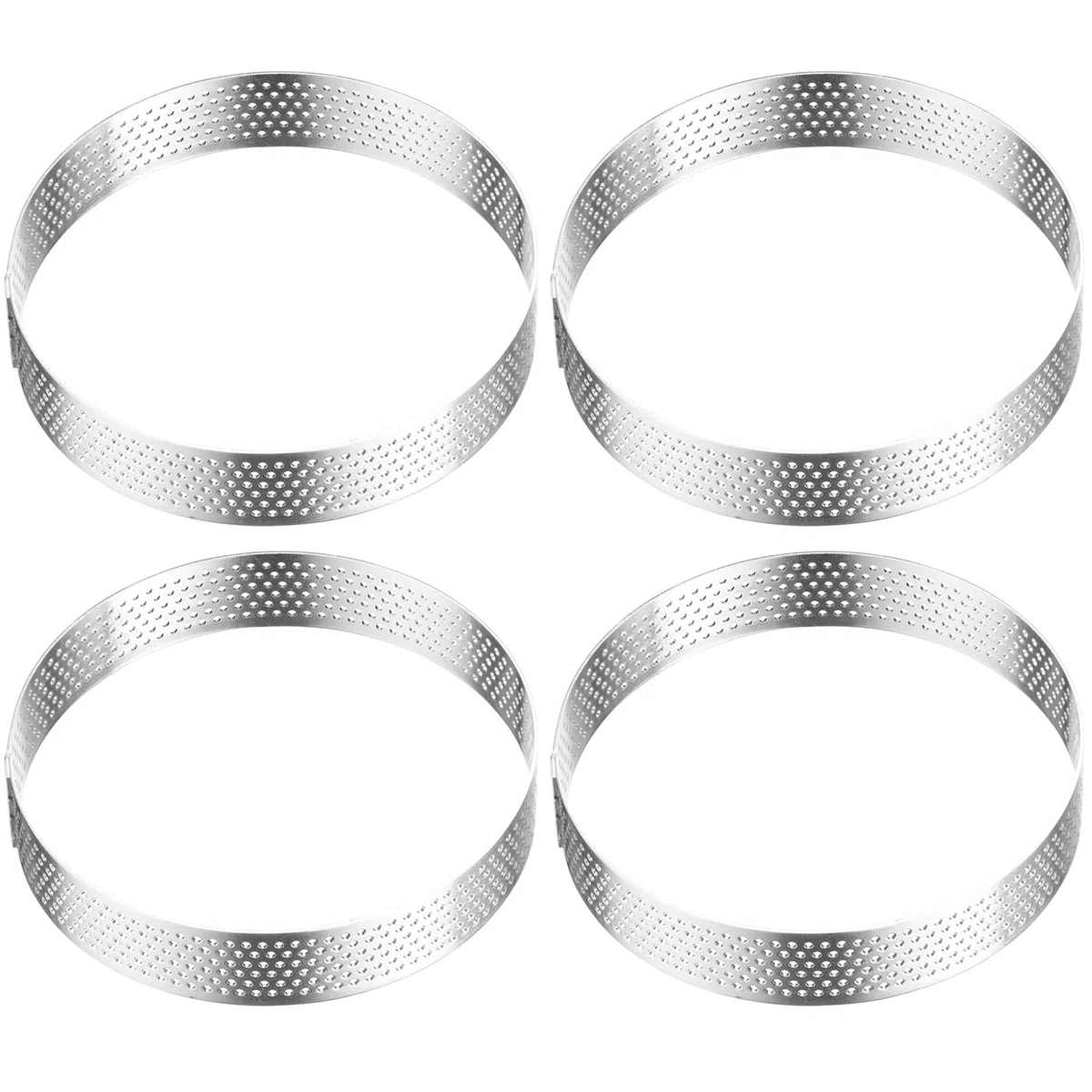 Westmark Stampi per Tartellette, 4 Pezzi – Forme perfette per tartellette e quiche – Risultato di cottura uniforme grazie alla perforazione – Argento, 4 x Ø 10 cm, Cerchio, Ø 10 cm, 4 pezzi