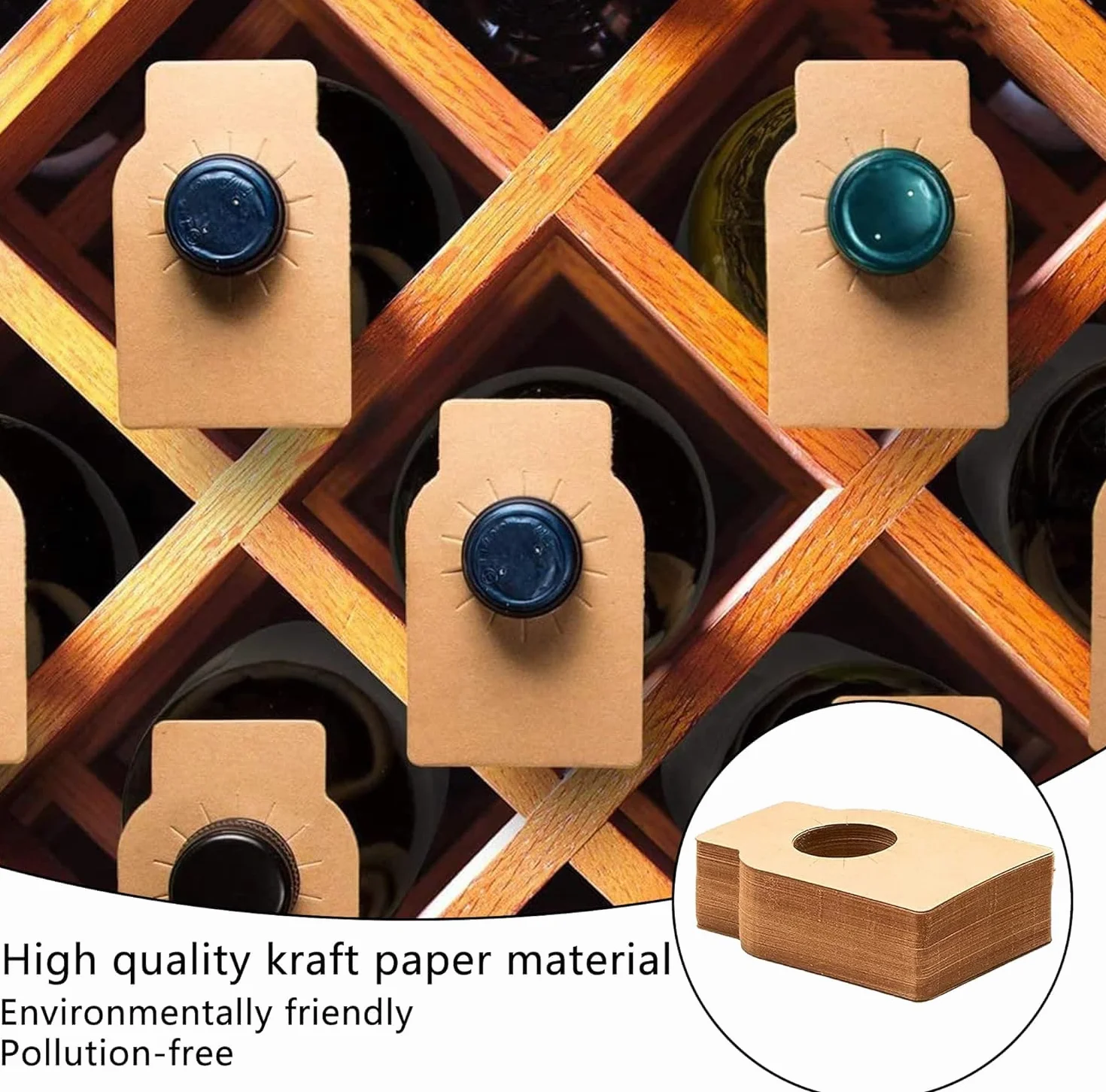 LATRAT 200 pezzi di carta kraft per bottiglie di vino, etichette per bottiglie di vino, bottiglie di vino, champagne, bevande, marrone