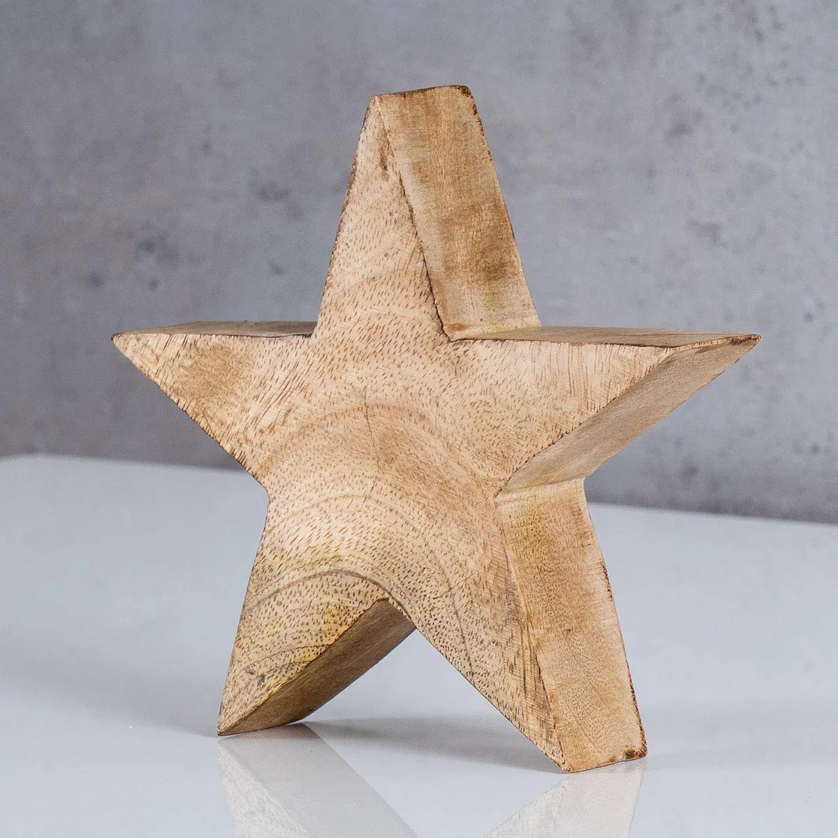 levandeo Stella in Legno Mango 20 cm Legno di Mango Marrone Naturale Decorazione da Tavolo Decorazione in Legno Pezzo Unico, in Legno di Mango, 14cm