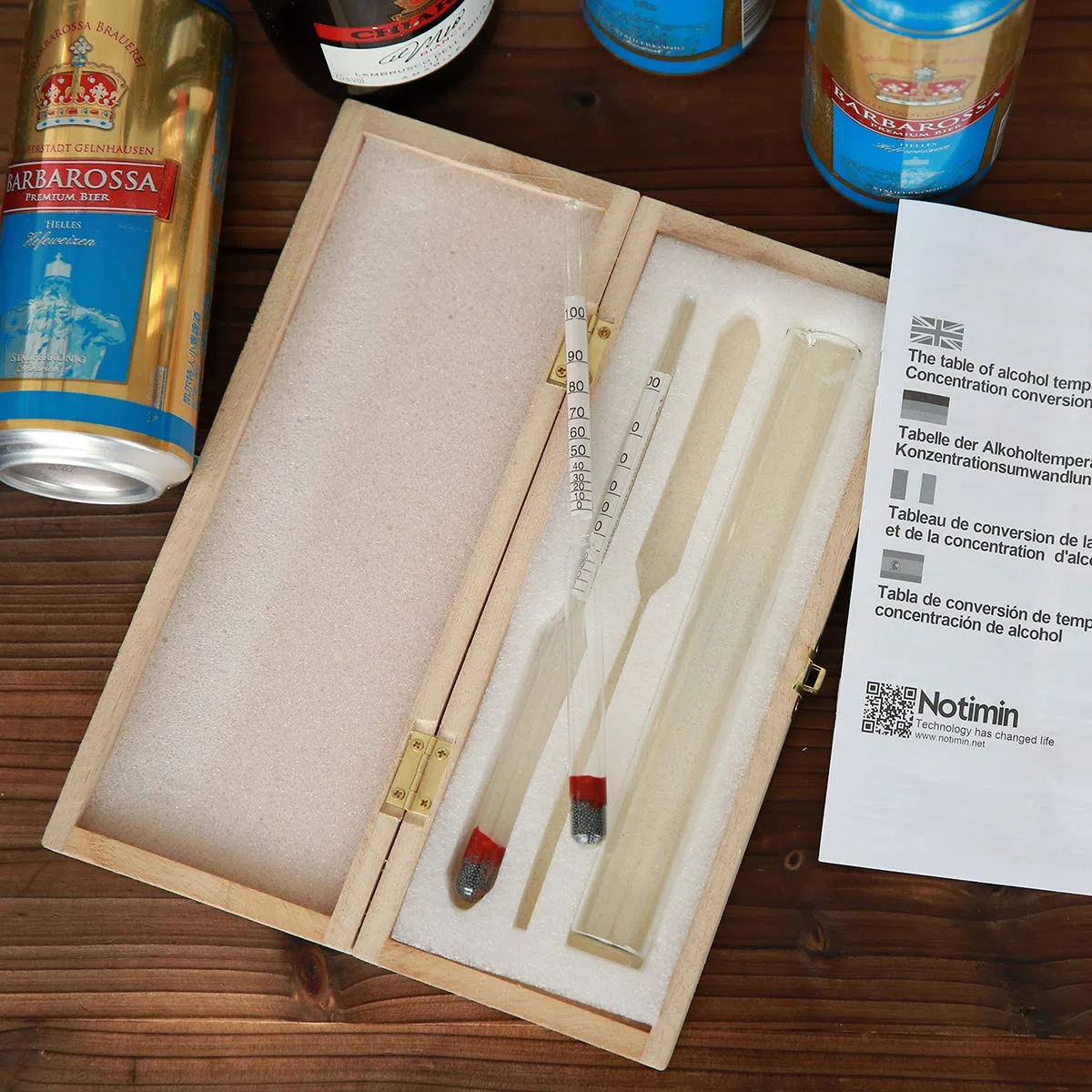 2 Pezzi 0-100Vol% di idrometro Alcoholmeter Tester Set Alcohol Vinometer + Cilindro in Vetro Trasparente Alto, Per Grappa, Distillati,Whisky, Brandy, Wodka, Spirito(Senza termometro)