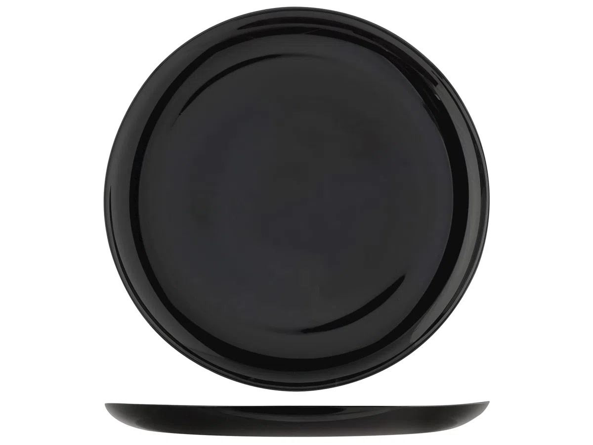 H&H Premiere, Set 6 Piatti Pizza in Vetro Opale Nero, Diametro 32 cm, Eleganti, Resistenti e Lavabili in Lavastoviglie, Ideali per Casa e Ho.Re.Ca.