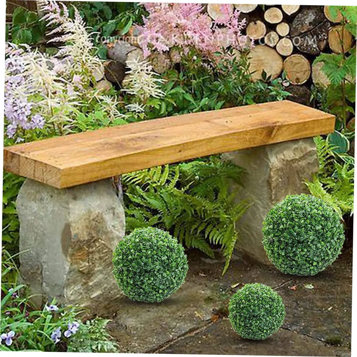 Palla Topiaria Artificiale Verde in Plastica Decorativa Sospesa per Interni ed Esterni, Bassa Manutenzione, per Decorazioni Casa e Giardino