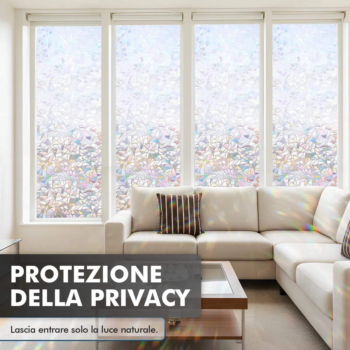 shinfly Pellicola per Vetri Finestre Decorativa, Pellicola Adesiva Vetri Elettrostatica 44.5x200cm, Vetrofanie per Finestre 3D Arcobaleno Adatto per Ufficio Bagno Camera da Letto Soggiorno Cucina