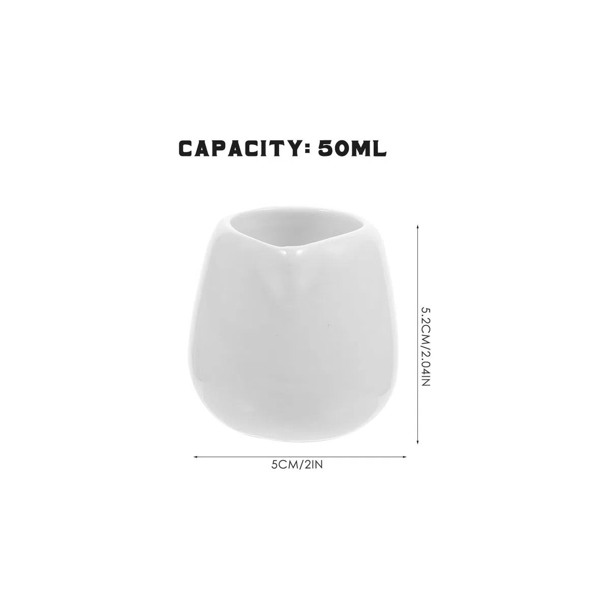Bricco Latte Ceramica Bianco 4 Pezzi, Set di Mini Salsiere in Ceramica da 50ml con Beccuccio Antigoccia, Perfette per Cucina e Ristorante