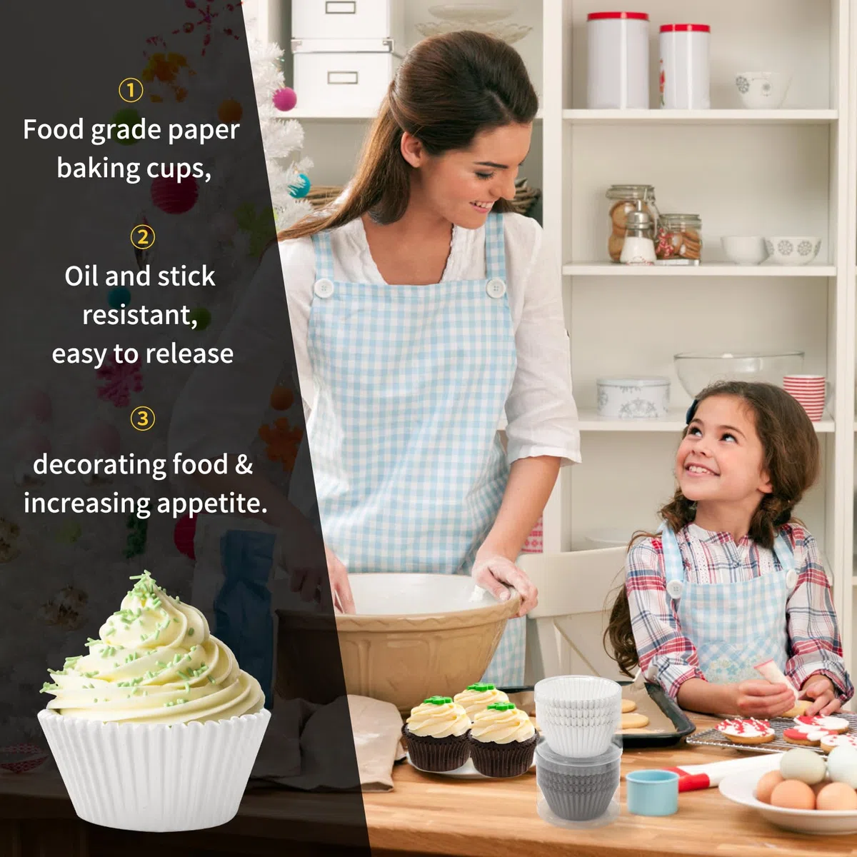 Pirottini di Carta per Cupcake, 400 Pirottini per Muffin Carta, Pirottini da Forno per Pasticcini, Resistenza All'olio, per Muffins Dessert Cioccolatini, Compleanni Feste Matrimoni - Bianco, Marrone