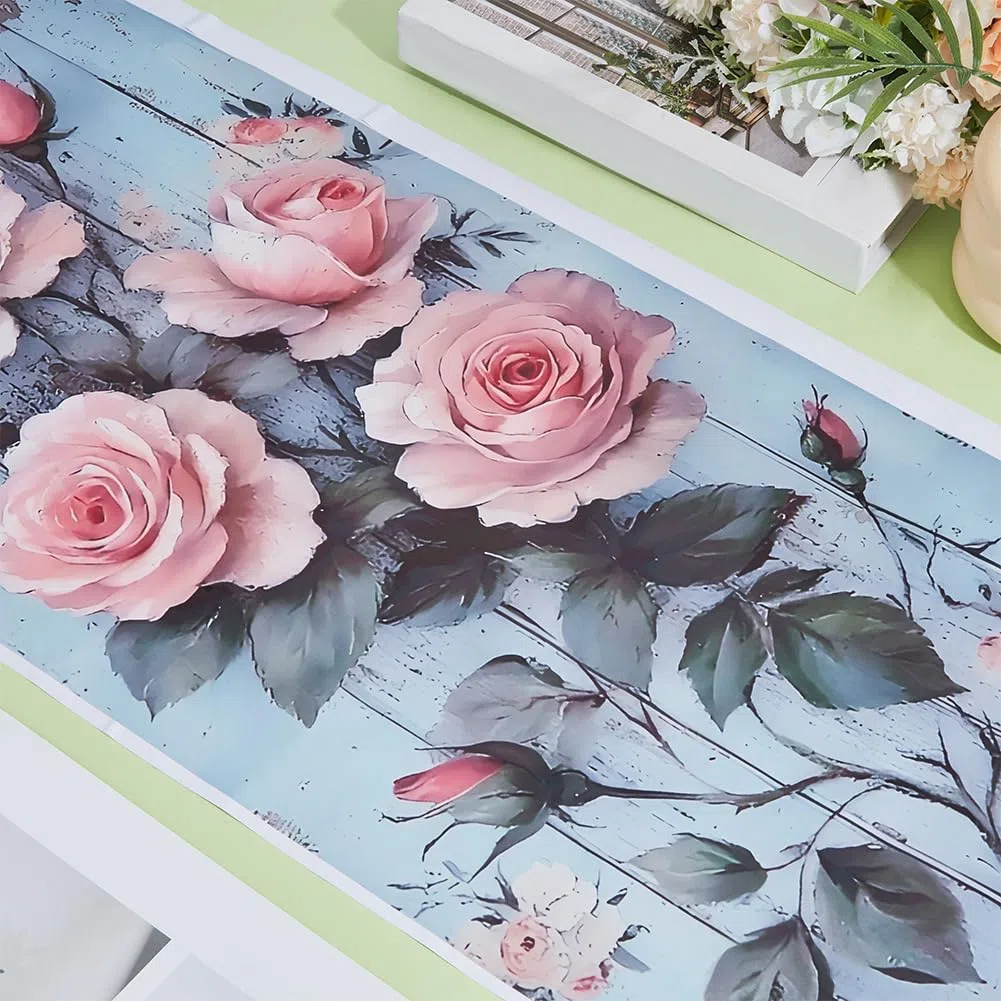 GORGECRAFT Adesivo per Pattumiera Rosa da 70x30.3cm Grande Impermeabile Autoadesivo Motivo Floreale per La Casa Il Giardino Il Frigorifero L'Esterno L'Interno Il Contenitore della Spazzatura
