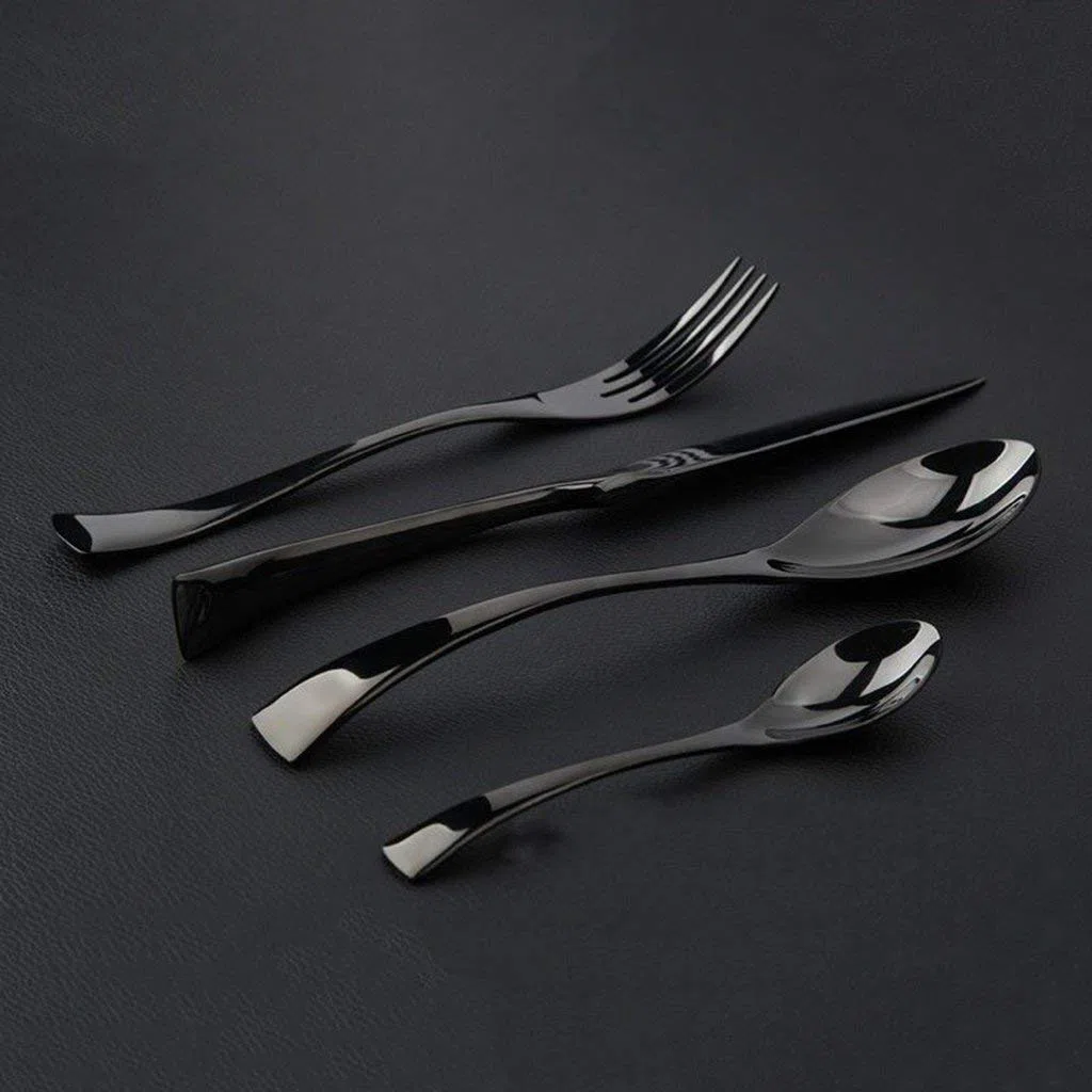LEKOCH 4-pezzi posate in acciaio inox tra cui forchetta cucchiaio coltello posate Set (nero)