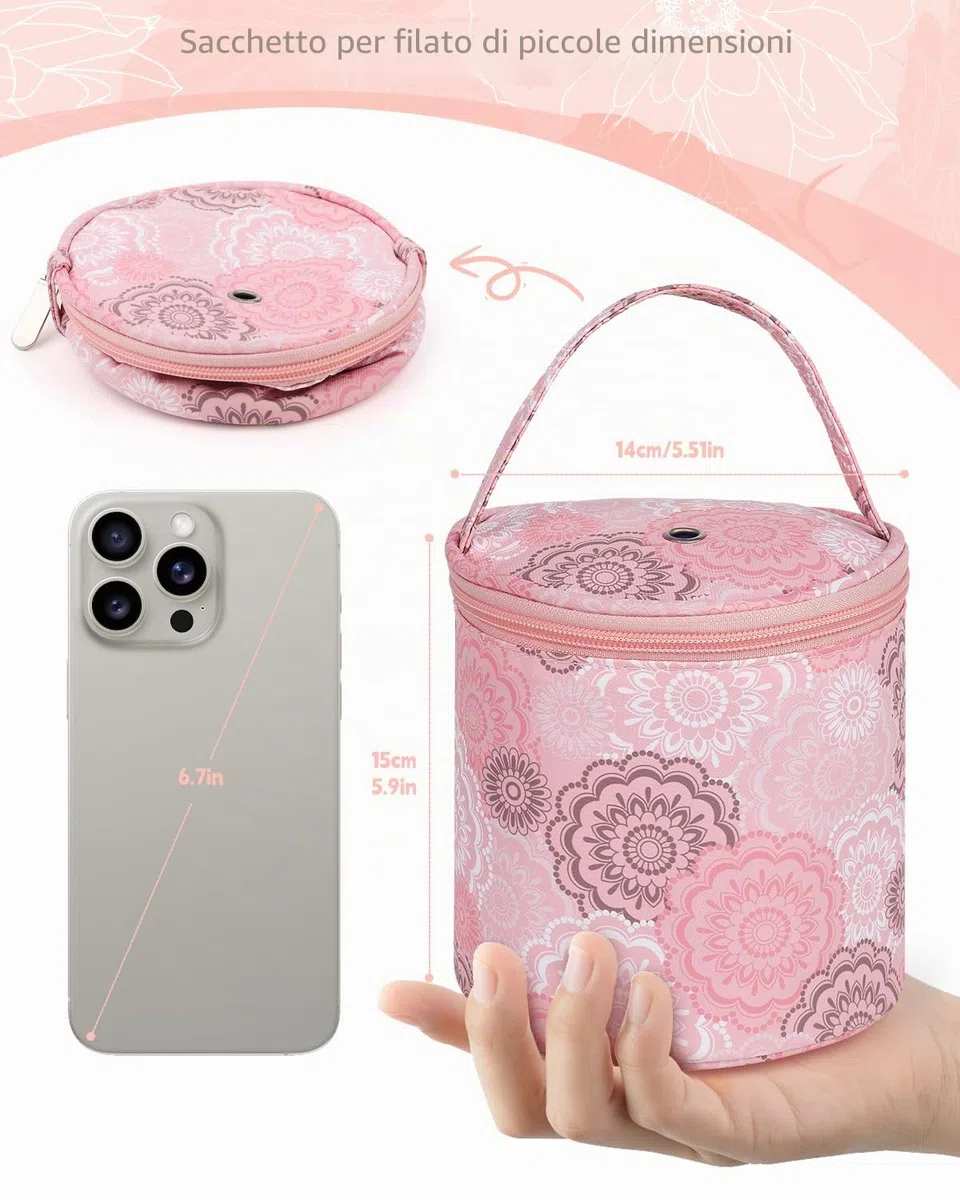 Coopay Mini Borsa per Lavori a Maglia, Sacca Filato per per Riporre Lana e Ferri, Conservazione per Riporre gomitoli di Matassa, Ferri da Maglia, Progetto in Corso